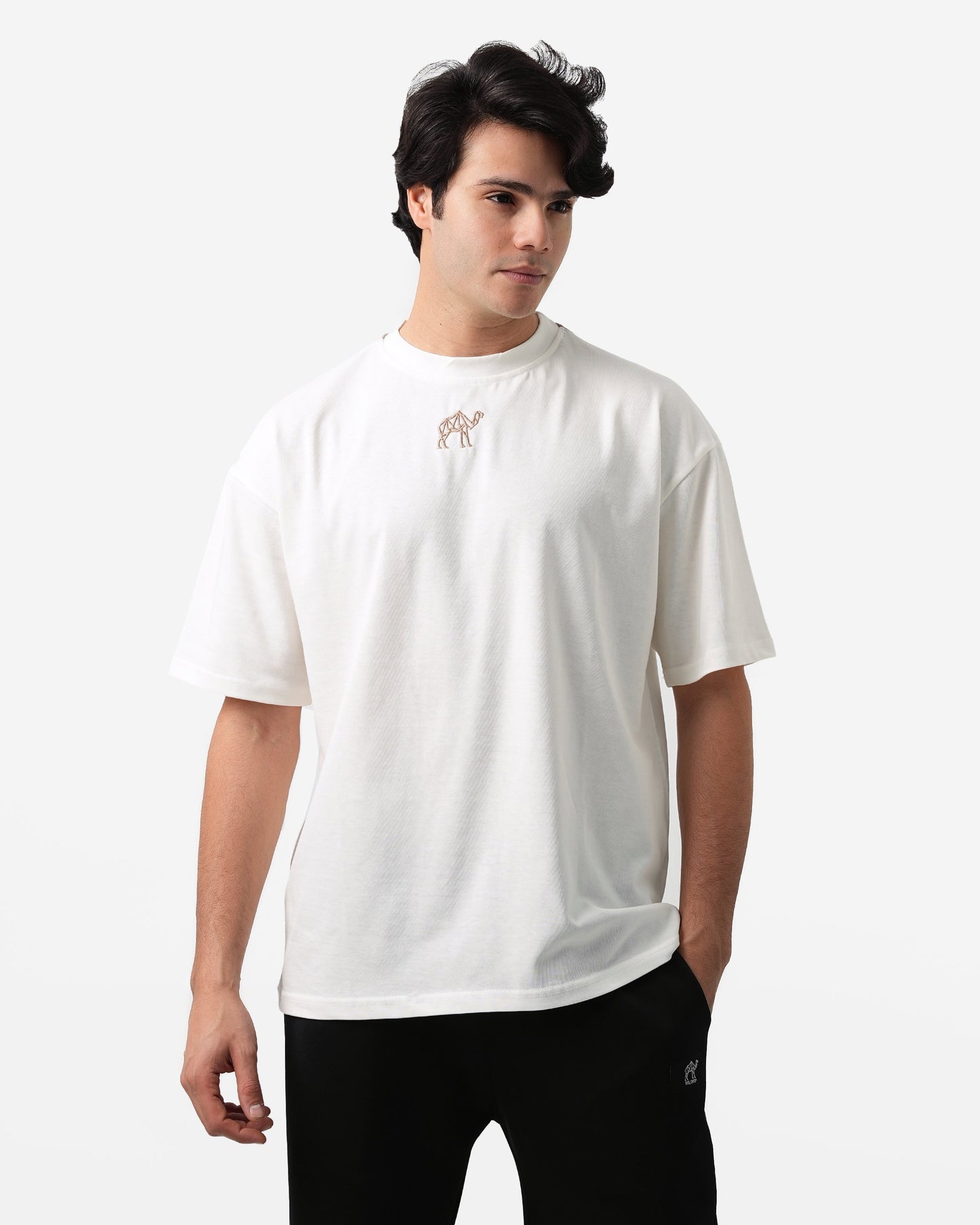 تيشيرت أبيض وبني