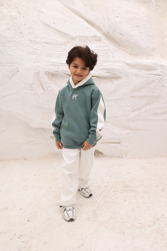 طقم للأطفال ( هودي نعناعي + بنطلون )